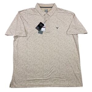 Callaway Opti Dry Mens XXL Beige Geometric Golf Polo Shirt